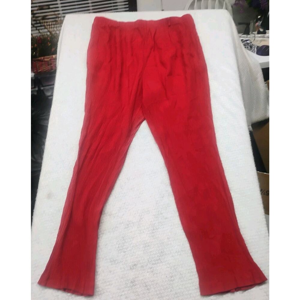 Vintage Plus Red Accordion Ruffle Pants Size 22 Stretch Elastic Waist Moody Y2k